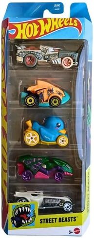 Hot Wheels Street Beasts 5 Pack (Duck N' Roll, Hotweiler, Ratical Racer, Piranha Terror, Vampyra) 1:64 Scale Diecast Toy Vehicles in Saudi Arabia