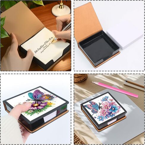 2 pcs Butterfly Diamond Painting Kit Note Box,Memo Paper Storage Box Diamond Art,Sticky Note Holder Diamond Art,Diamond Painting Memo Pad for Office Desk. (Butterfly) in Kuwait