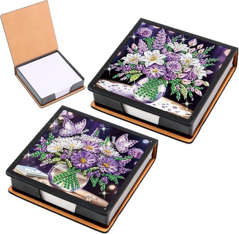 2 pcs Butterfly Diamond Painting Kit Note Box,Memo Paper Storage Box Diamond Art,Sticky Note Holder Diamond Art,Diamond Painting Memo Pad for Office Desk. (Butterfly) in Kuwait