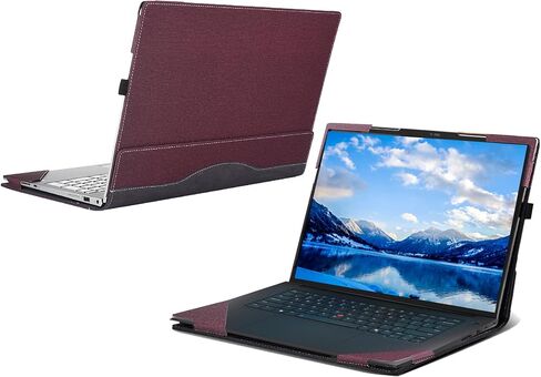 Laptop Case for Lenovo ThinkPad P1 Gen 8 [not Compatible with Any Other Model] ，ThinkPad T1g Gen 8 16''，2-in-1 PU Leather Inside Pocket Cover (Wine red) in Saudi Arabia