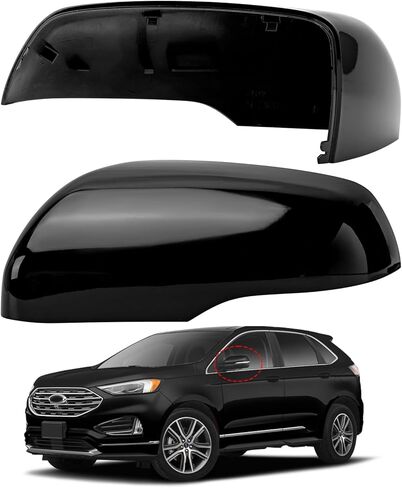 Driver Side Mirror Cover Replacement for Ford Edge 2015 2016 2017 2018 2019 2020 - Left Side Mirror Covers, Rear View Mirror Cap Accessories With Lamp, Black in Saudi Arabia