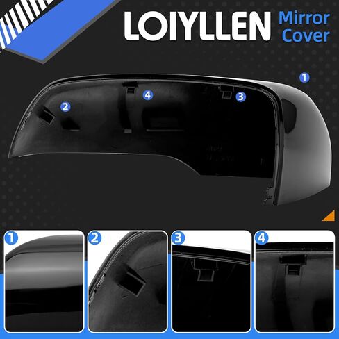 Driver Side Mirror Cover Replacement for Ford Edge 2015 2016 2017 2018 2019 2020 - Left Side Mirror Covers, Rear View Mirror Cap Accessories With Lamp, Black in Saudi Arabia