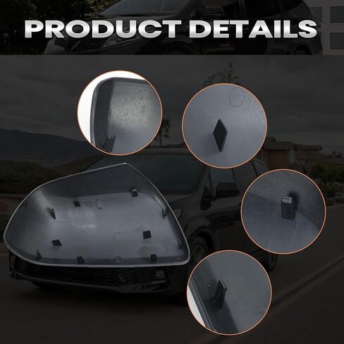 Compatible with 2012-2020 Toyota Sienna Left Side Mirror Cover Cap, Black Driver Side Clip-on Mirror Cap Replacement Without Turn Signal Light Replaces for 87945-08010 in Kuwait