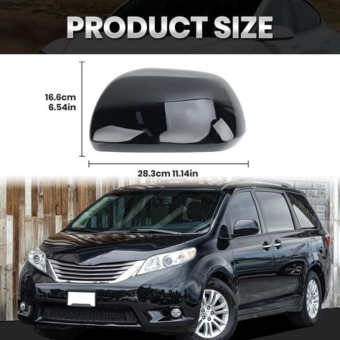 Compatible with 2012-2020 Toyota Sienna Left Side Mirror Cover Cap, Black Driver Side Clip-on Mirror Cap Replacement Without Turn Signal Light Replaces for 87945-08010 in Kuwait