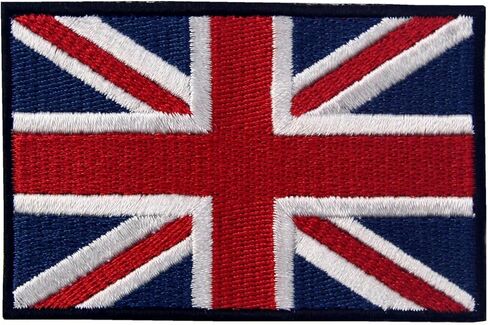 British Union Jack Flag Patch Embroidered Great Britain Applique Fastener Hook & Loop England UK National Emblem, White & Black in Saudi Arabia