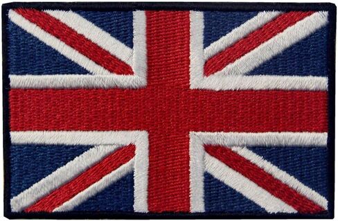 British Union Jack Flag Patch Embroidered Great Britain Applique Fastener Hook & Loop England UK National Emblem, White & Black in Saudi Arabia