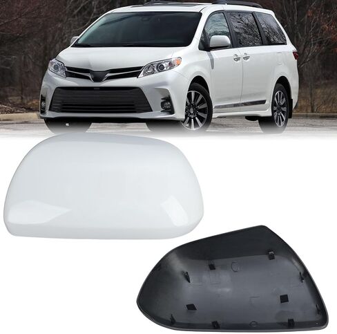 Compatible with 2012-2020 Toyota Sienna Left Side Mirror Cover Cap, Black Driver Side Clip-on Mirror Cap Replacement Without Turn Signal Light Replaces for 87945-08010 in Kuwait