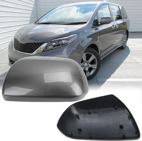 Compatible with 2012-2020 Toyota Sienna Left Side Mirror Cover Cap, Black Driver Side Clip-on Mirror Cap Replacement Without Turn Signal Light Replaces for 87945-08010 in Kuwait