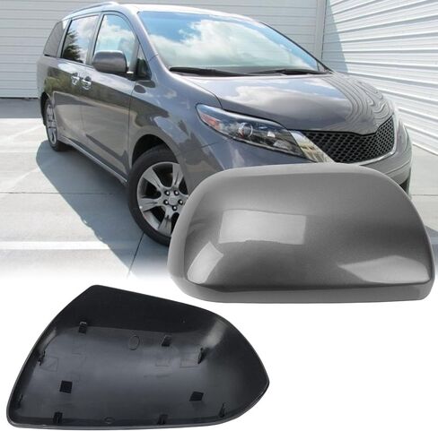 Compatible with 2012-2020 Toyota Sienna Left Side Mirror Cover Cap, Black Driver Side Clip-on Mirror Cap Replacement Without Turn Signal Light Replaces for 87945-08010 in Kuwait