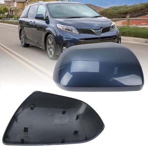 Compatible with 2012-2020 Toyota Sienna Left Side Mirror Cover Cap, Black Driver Side Clip-on Mirror Cap Replacement Without Turn Signal Light Replaces for 87945-08010 in Kuwait