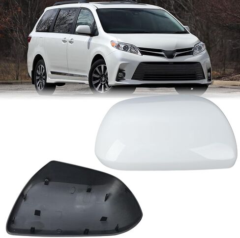 Compatible with 2012-2020 Toyota Sienna Left Side Mirror Cover Cap, Black Driver Side Clip-on Mirror Cap Replacement Without Turn Signal Light Replaces for 87945-08010 in Kuwait