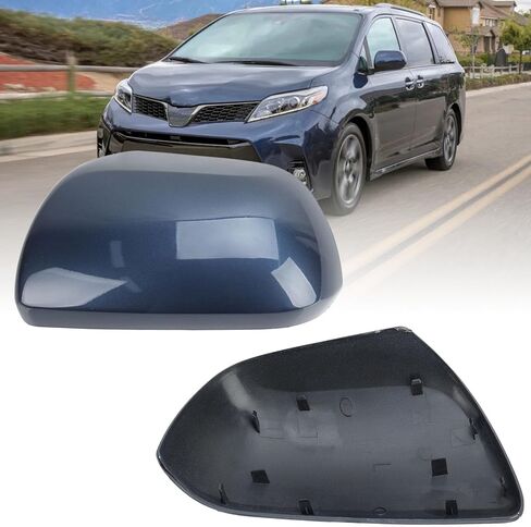 Compatible with 2012-2020 Toyota Sienna Left Side Mirror Cover Cap, Black Driver Side Clip-on Mirror Cap Replacement Without Turn Signal Light Replaces for 87945-08010 in Kuwait