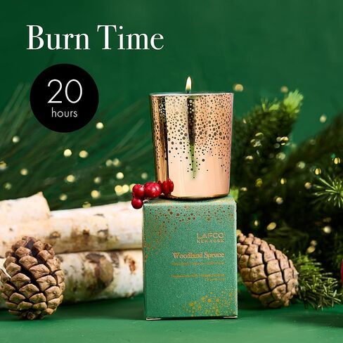 LAFCO New York 2024 Holiday Votive Candle, Woodland Spruce - 1.9 oz - 20-Hour Burn Time - Reusable, Decorative Glass Vessel - Made in The USA in Kuwait