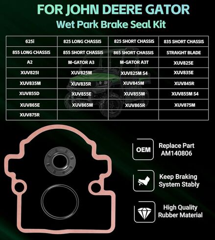 for John Deere Breke Seal Kit, AM140806 Wet Park Brake Seal Kit fits John Deere Gator XUV 625i 825i 855D 835M 865R Utility Vehicles, AM140806 Parking Brake Seal Kit in Saudi Arabia