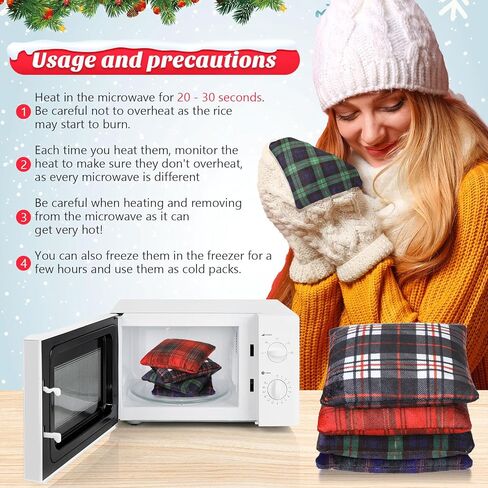 4 Pcs Microwave Hand Warmers Reusable Flannel Hand Warmers with Rice Microwavable Hand Warmers Cold Heating Pack Rice Therapy Bag for Colleagues Stocking Stuffer in Saudi Arabia