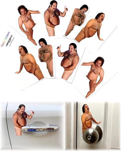8 Funny Prank Stickers for Cars and Door Handle Pranks - Ron Jeremy Meme Sticker Amusing Decals Gag Gift Practical Joke (Nude) in Kuwait