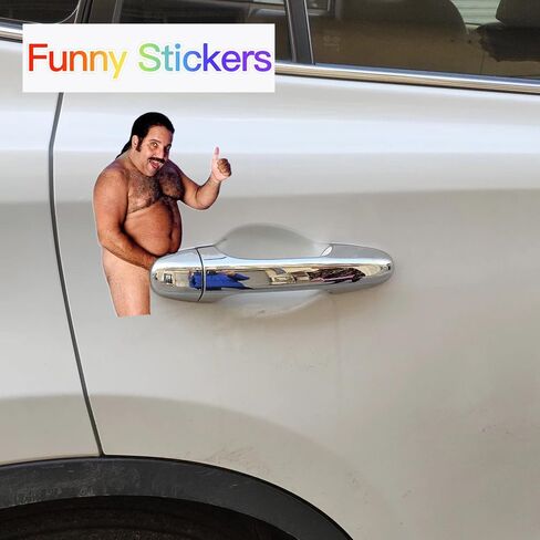 8 Funny Prank Stickers for Cars and Door Handle Pranks - Ron Jeremy Meme Sticker Amusing Decals Gag Gift Practical Joke (Nude) in Kuwait