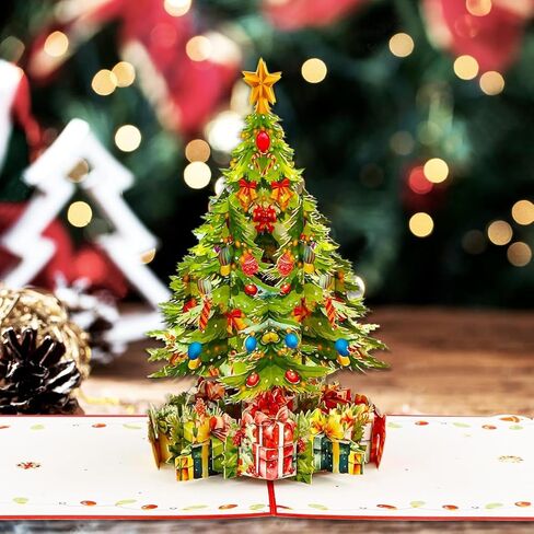 Funny Pop Up 3D Christmas Tree Card with Envelope for Kids, Women & Men - Merry Christmas & Birthday Greeting Cards in Saudi Arabia