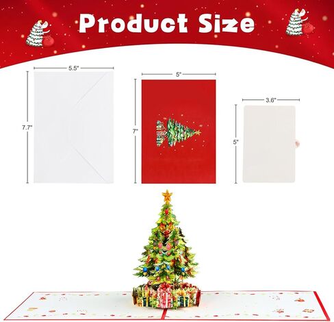 Funny Pop Up 3D Christmas Tree Card with Envelope for Kids, Women & Men - Merry Christmas & Birthday Greeting Cards in Saudi Arabia