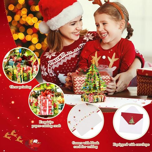 Funny Pop Up 3D Christmas Tree Card with Envelope for Kids, Women & Men - Merry Christmas & Birthday Greeting Cards in Saudi Arabia