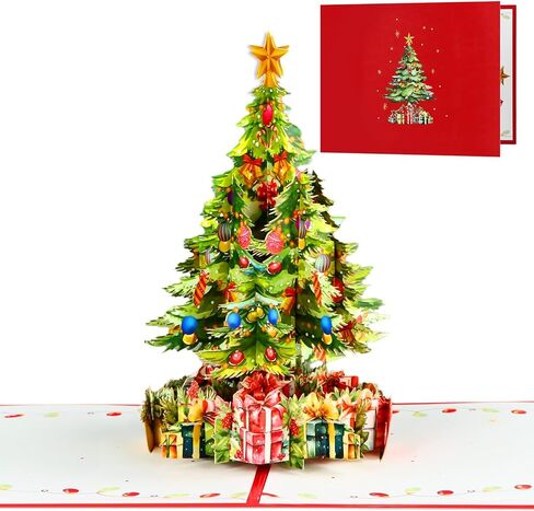 Funny Pop Up 3D Christmas Tree Card with Envelope for Kids, Women & Men - Merry Christmas & Birthday Greeting Cards in Saudi Arabia
