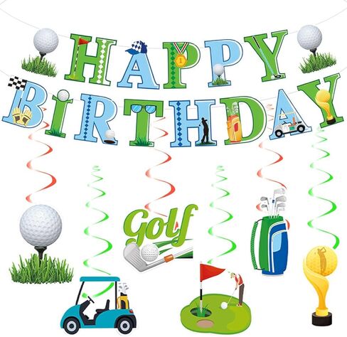 Golf Birthday Party Decorations Golf Happy Birthday Banner Garland 6PCS Hanging Swirls Golf Sport Party Decorations Golf Birthday Party Supplies for Men Boys Kids Adults Golf Themed Hanging Decoration in Saudi Arabia