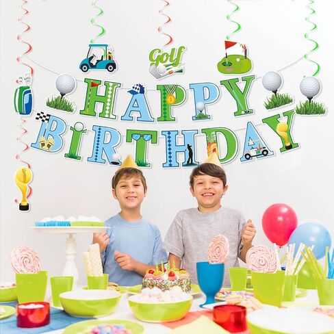 Golf Birthday Party Decorations Golf Happy Birthday Banner Garland 6PCS Hanging Swirls Golf Sport Party Decorations Golf Birthday Party Supplies for Men Boys Kids Adults Golf Themed Hanging Decoration in Saudi Arabia