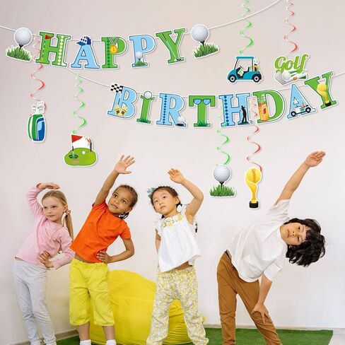 Golf Birthday Party Decorations Golf Happy Birthday Banner Garland 6PCS Hanging Swirls Golf Sport Party Decorations Golf Birthday Party Supplies for Men Boys Kids Adults Golf Themed Hanging Decoration in Saudi Arabia