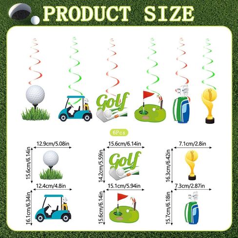 Golf Birthday Party Decorations Golf Happy Birthday Banner Garland 6PCS Hanging Swirls Golf Sport Party Decorations Golf Birthday Party Supplies for Men Boys Kids Adults Golf Themed Hanging Decoration in Saudi Arabia
