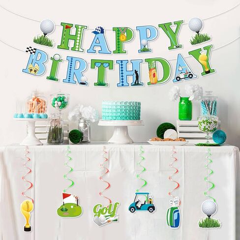 Golf Birthday Party Decorations Golf Happy Birthday Banner Garland 6PCS Hanging Swirls Golf Sport Party Decorations Golf Birthday Party Supplies for Men Boys Kids Adults Golf Themed Hanging Decoration in Saudi Arabia
