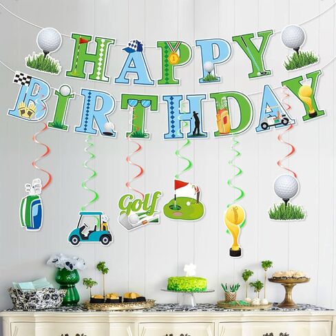 Golf Birthday Party Decorations Golf Happy Birthday Banner Garland 6PCS Hanging Swirls Golf Sport Party Decorations Golf Birthday Party Supplies for Men Boys Kids Adults Golf Themed Hanging Decoration in Saudi Arabia