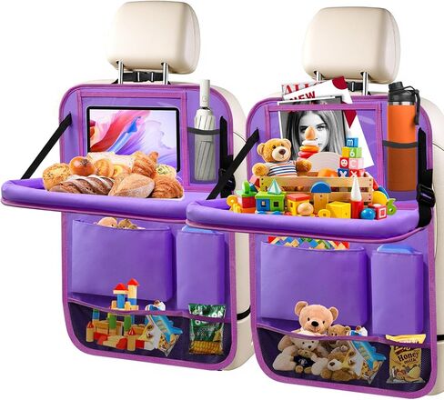 منظم المقعد الخلفي للسيارة، عبوتان من المقعد الخلفي منظم السيارة مع حامل طاولة مقاس 10 بوصات، و10 جيوب تخزين وواقي ظهر المقعد للأطفال الصغار، وإكسسوارات السفر in Kuwait