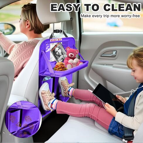 منظم المقعد الخلفي للسيارة، عبوتان من المقعد الخلفي منظم السيارة مع حامل طاولة مقاس 10 بوصات، و10 جيوب تخزين وواقي ظهر المقعد للأطفال الصغار، وإكسسوارات السفر in Kuwait