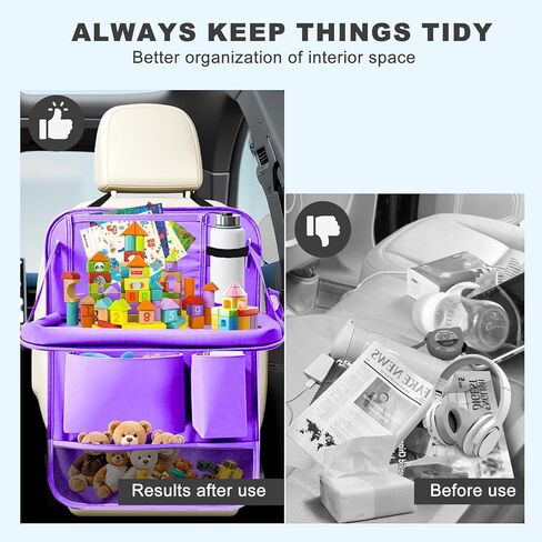 منظم المقعد الخلفي للسيارة، عبوتان من المقعد الخلفي منظم السيارة مع حامل طاولة مقاس 10 بوصات، و10 جيوب تخزين وواقي ظهر المقعد للأطفال الصغار، وإكسسوارات السفر in Kuwait