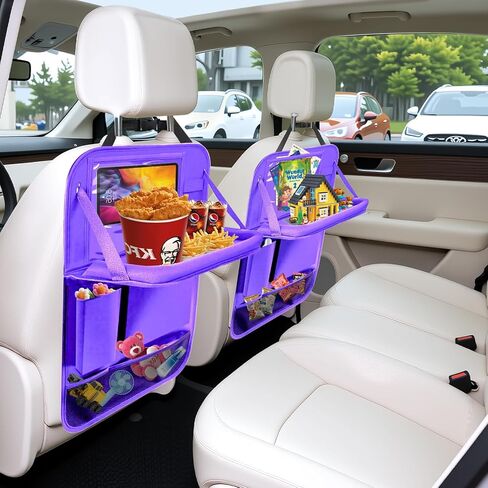 منظم المقعد الخلفي للسيارة، عبوتان من المقعد الخلفي منظم السيارة مع حامل طاولة مقاس 10 بوصات، و10 جيوب تخزين وواقي ظهر المقعد للأطفال الصغار، وإكسسوارات السفر in Kuwait