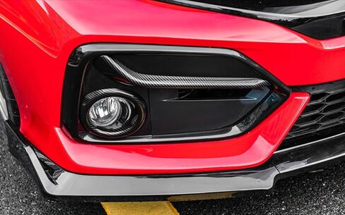 Carbon Fiber 4 Pcs Car Front Fog Light Lamp Frame Cover Trim Strip Emblems Compatible for Honda Civic Hatchback 2020-2021-2022-2023-2024 in Saudi Arabia