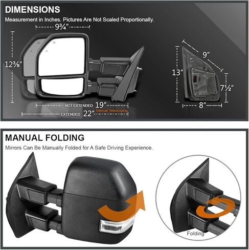 Spec-D Tuning Power Heated Sequential LED Signal Towing Mirrors Compatible with 2017-2019 Ford F-250, F-350 Super Duty, Left + Right Pair Left + Right Pair in Saudi Arabia