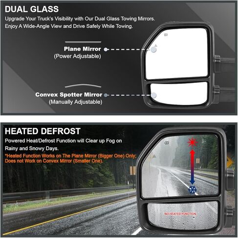 Spec-D Tuning Power Heated Sequential LED Signal Towing Mirrors Compatible with 2017-2019 Ford F-250, F-350 Super Duty, Left + Right Pair Left + Right Pair in Saudi Arabia