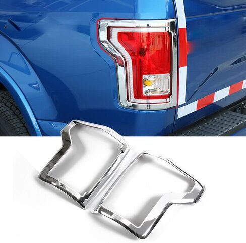 ERIDANUS Auto Accessories Fit for Ford F150 2020 2019 2018 2017 2016 2015 Tail Light Lamp Surround Cover Trims Frame Bezels (Chrome Silver) ABS 2 PCS in Saudi Arabia