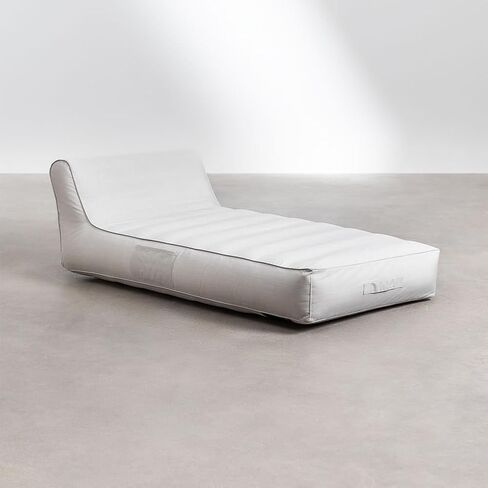California Sun Allora Luxury Inflatable Fabric Sun Lounger Pool Float Chaise - Poolside Lounge Chair - Deluxe Ultra-Wide Floating Day Bed (Beige) in Saudi Arabia