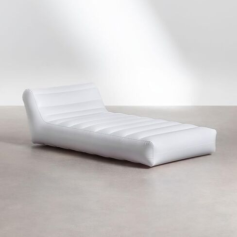 California Sun Allora Luxury Inflatable Fabric Sun Lounger Pool Float Chaise - Poolside Lounge Chair - Deluxe Ultra-Wide Floating Day Bed (Beige) in Saudi Arabia