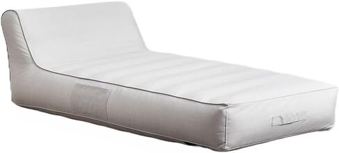 California Sun Allora Luxury Inflatable Fabric Sun Lounger Pool Float Chaise - Poolside Lounge Chair - Deluxe Ultra-Wide Floating Day Bed (Beige) in Saudi Arabia