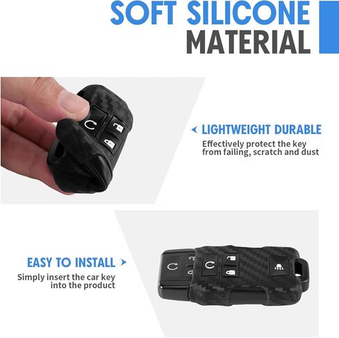 Key Fob Case Cover Carbon Fiber Pattern Silicone Cover Compatible with Chevrolet Colorado Silverado Suburban Tahoe Compatible with GMC Canyon Sierra Yukon Yukon XL 4 ButtonKeyless Entry Remote in Saudi Arabia