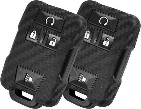 Key Fob Case Cover Carbon Fiber Pattern Silicone Cover Compatible with Chevrolet Colorado Silverado Suburban Tahoe Compatible with GMC Canyon Sierra Yukon Yukon XL 4 ButtonKeyless Entry Remote in Saudi Arabia