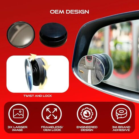 Blind Spot Convex Car Rear View Mirror: Rearview/Side Stick On Mirror Automotive Accessories | Narrow Blindspot Mirrors For Car By Utopicar (2 pack) in Kuwait