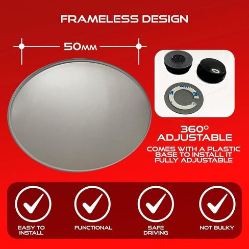 Blind Spot Convex Car Rear View Mirror: Rearview/Side Stick On Mirror Automotive Accessories | Narrow Blindspot Mirrors For Car By Utopicar (2 pack) in Kuwait