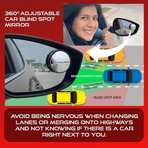 Blind Spot Convex Car Rear View Mirror: Rearview/Side Stick On Mirror Automotive Accessories | Narrow Blindspot Mirrors For Car By Utopicar (2 pack) in Kuwait