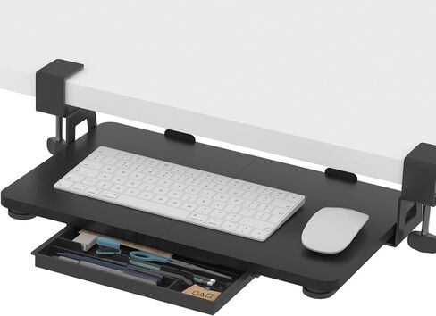 صينية لوحة المفاتيح أسفل المكتب، 19.7 بوصة × 11.81 بوصة، درج لوحة مفاتيح صغير الحجم مع مشبك C سهل التركيب، حامل لوحة مفاتيح الكمبيوتر منزلق للخارج، صينية لوحة مفاتيح مريحة للمنزل والمكتب in Kuwait