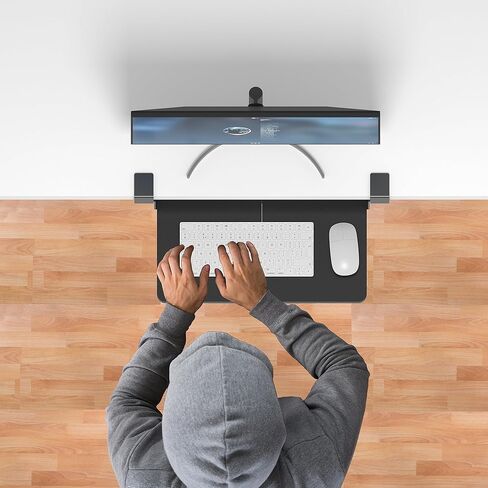 صينية لوحة المفاتيح أسفل المكتب، 19.7 بوصة × 11.81 بوصة، درج لوحة مفاتيح صغير الحجم مع مشبك C سهل التركيب، حامل لوحة مفاتيح الكمبيوتر منزلق للخارج، صينية لوحة مفاتيح مريحة للمنزل والمكتب in Kuwait