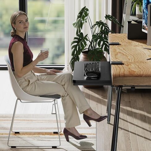 صينية لوحة المفاتيح أسفل المكتب، 19.7 بوصة × 11.81 بوصة، درج لوحة مفاتيح صغير الحجم مع مشبك C سهل التركيب، حامل لوحة مفاتيح الكمبيوتر منزلق للخارج، صينية لوحة مفاتيح مريحة للمنزل والمكتب in Kuwait